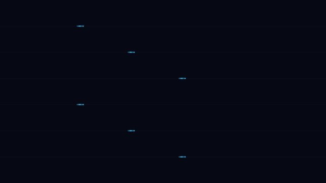 Minimalist blue glowing horizontal dashes against a stark solid black background