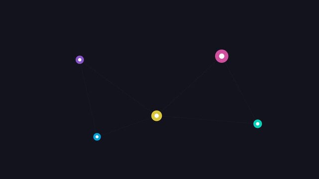 Minimalist geometric constellation design with colorful glowing nodes