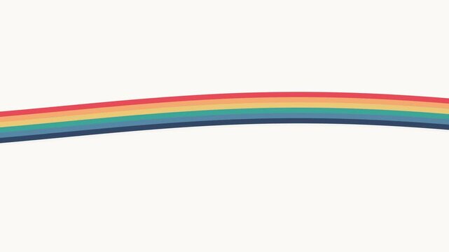 A minimalist graphic of a simple colorful rainbow stripe on white background