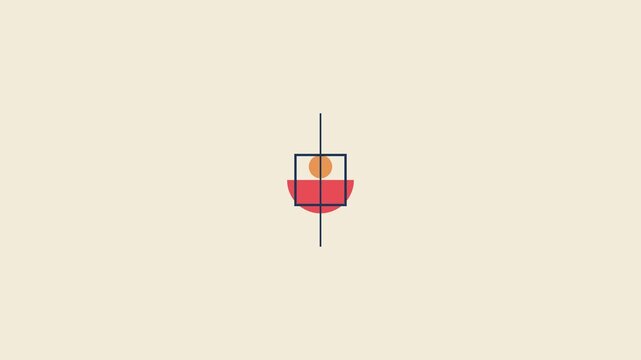 Abstract geometric composition with a square and intersecting diagonal line