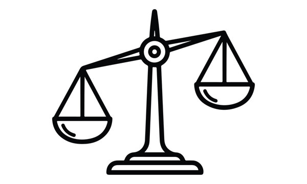 Justice scale line art icon representing legal imbalance