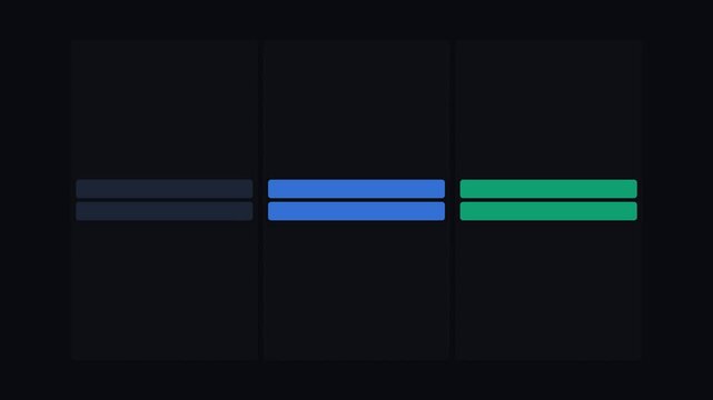 Three sets of dual horizontal bars in blue and green on a black background
