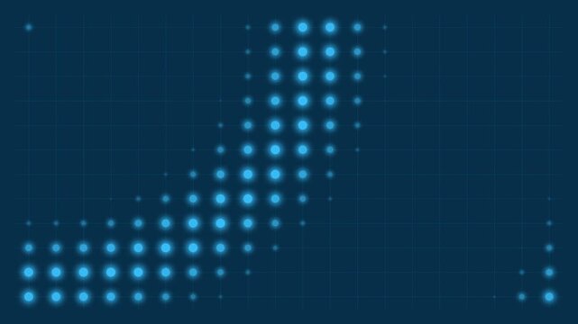 Abstract data visualization with a curved pattern of glowing blue dots