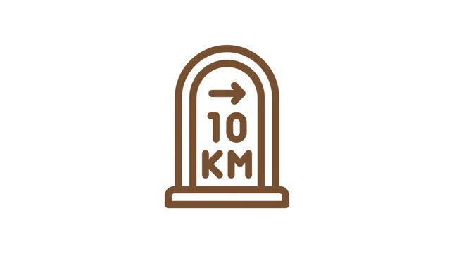 10km Milestone Marker Icon with Arrow - Distance and Direction Symbol