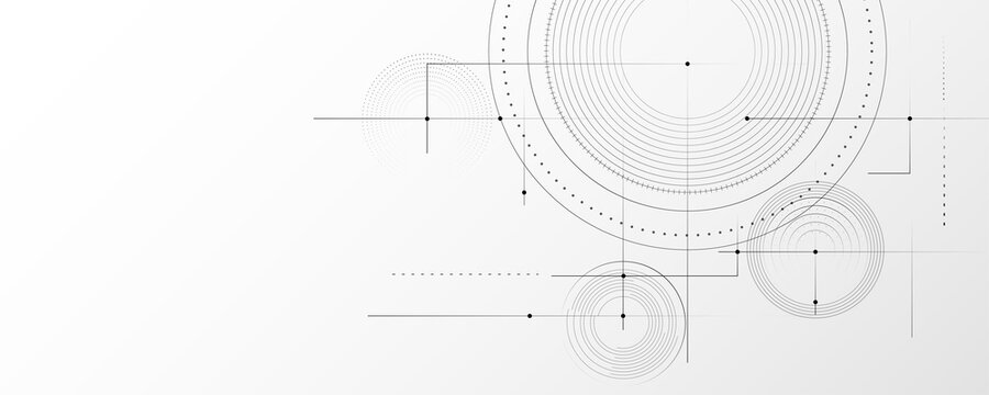 Minimal geometric line abstract background with circular pattern.
