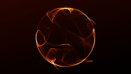 Golden energy orb with translucent plasma waves on dark background, warm abstract sphere for luxury technology visuals, cinematic design, VJ screens, and futuristic motion graphics. © Aksver