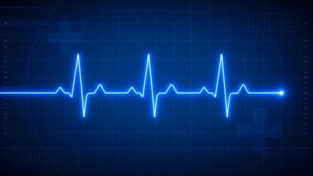 Heartbeat ECG Monitor Waveform on Digital Medical Technology Background