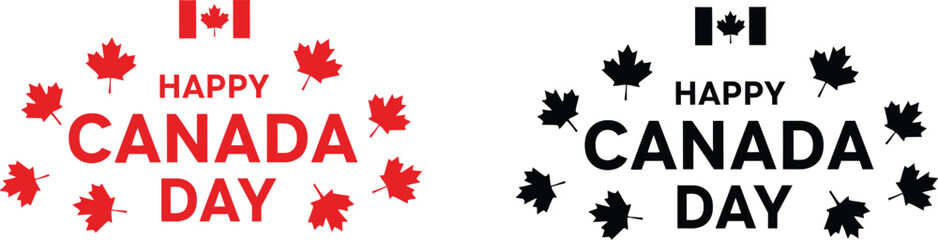 Fototapeta premium Canada day celebration graphic with maple leaves and national flag