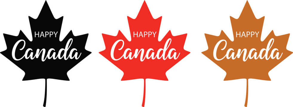 Happy canada day maple leaf logos