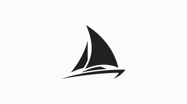 Minimalist black silhouette logo of a stylized sailing boat.