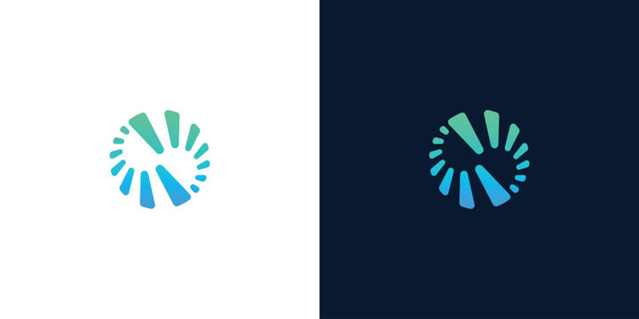 Dynamic abstract logo featuring a radiating spiral of blue and green gradient segments, symbolizing innovation, data flow, and forward-thinking technological progress