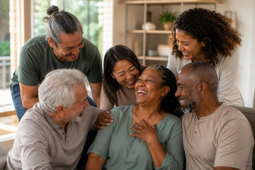 Fototapeta premium Warm family gathers, sharing laughter and joy