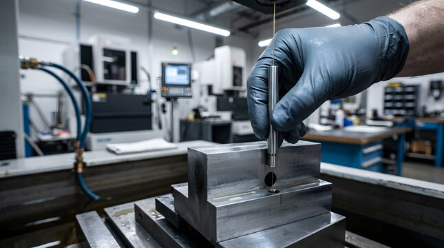 Precision wire EDM machining process | Industrial worker operating CNC wire cut machine | High precision metal fabrication technology | Advanced manufacturing in modern engineering workshop