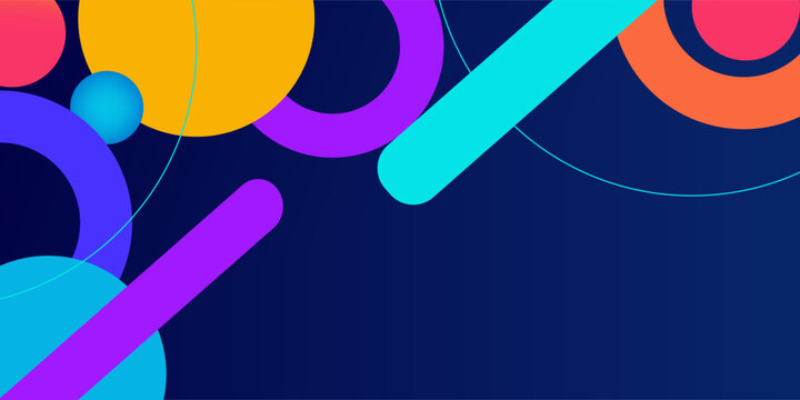 Abstract circle colorful banner background. Color gradient abstract background with dynamic wave line effect. Vector abstract graphic design banner pattern background web template. 