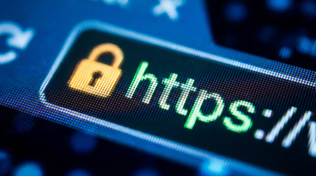 Https web address on a computer screen
