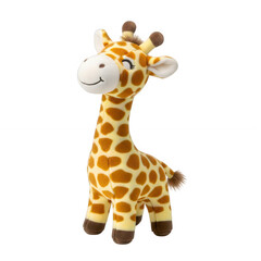 Obraz premium Cute plush giraffe toy for kids isolated on transparent background