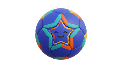 Obraz premium Colorful 3D star soccer ball isolated on transparent background png