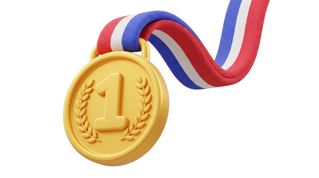 Gold winner first place medal isolated on transparent background png
