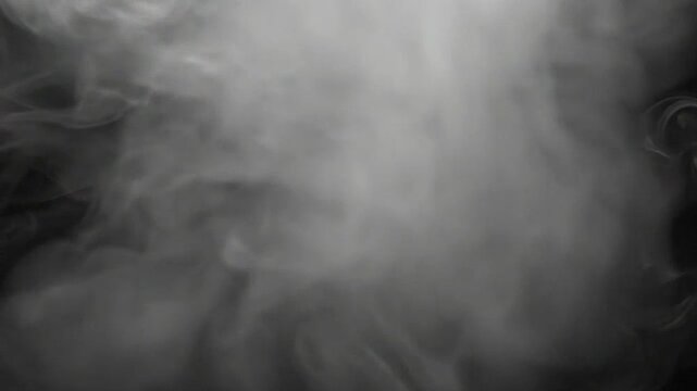 A swirling plume of white smoke rises against a deep black background