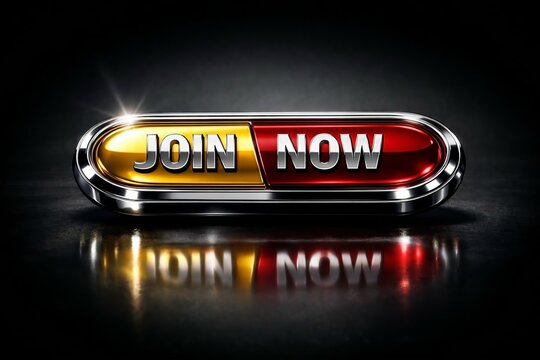 Shiny chrome join now button with red and gold gradient