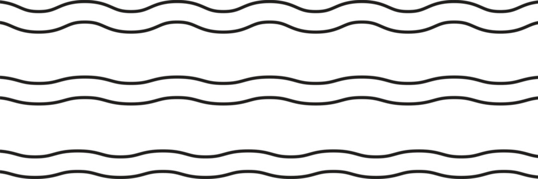 Wavy double line divider set with horizontal abstract wave patterns