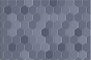 Fototapeta premium Blue hexagonal tile texture with geometric honeycomb pattern and durable stone surface. Ideal for flooring visuals, architectural backgrounds, and contemporary interior or exterior design.