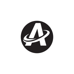 PrintFuturistic letter A planet orbit logo vector. Abstract cosmic planetary ring badge, aerospace initial monogram, and universe exploration symbol. © MdShohidul