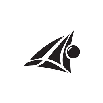 PrintFuturistic letter A aerospace logo vector. Abstract stealth wing aircraft, jet propulsion, and technology innovation emblem.