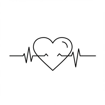 Heartbeat Icon: Minimalist Symbol of Life Energy in High Detail, Isolated.