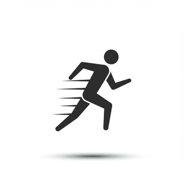 Kinetic Energy Icon: Minimalist Running Figure Isolated on White. 8k Detail.