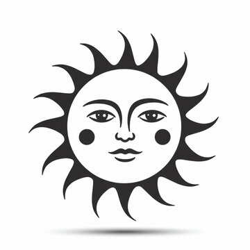Minimalist Sun Face Icon: Positive Energy Symbol in High Detail, 8k Resolution.