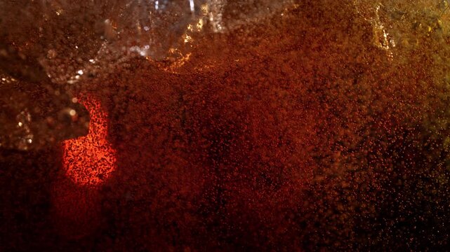 Super Slow Motion Shot of Fizzing Cola Lemonade at 1000fps.