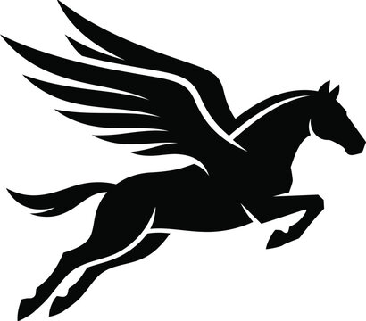 Black Silhouette of a Mythical Winged Horse - Pegasus