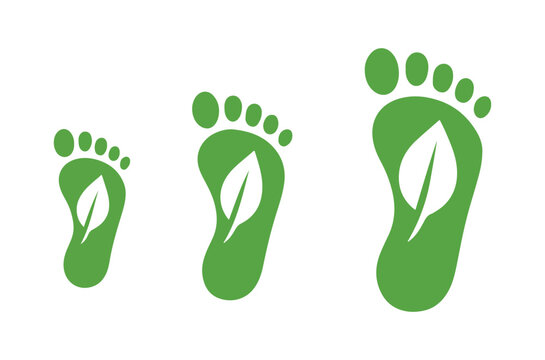 Footprints With Leaf Inserts Green Vector Illustration