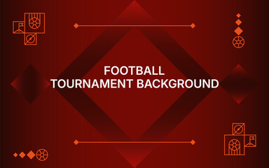 Football tournament background with geometric shapes. Soccer championship vector backdrop with thin line sports icons. © AR Himel