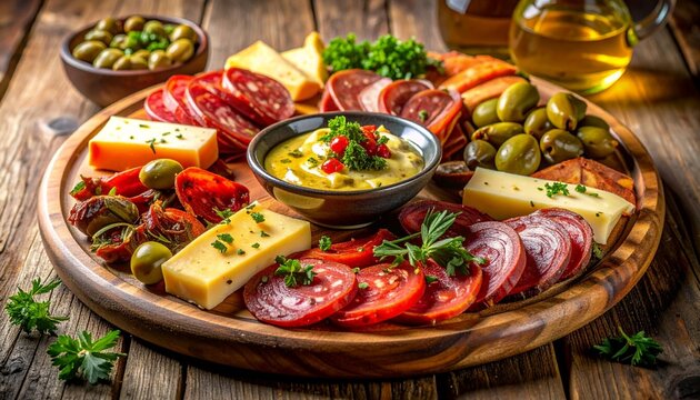 Spanish gourmet appetizer plate restaurant style presentation