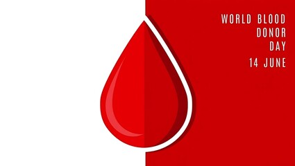 Fototapeta premium World Blood Donor Day poster with a red blood drop on white and red background