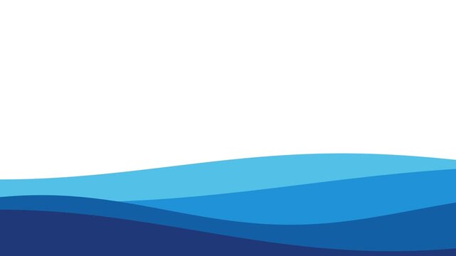 Abstract minimalist background loop featuring gentle flowing blue paper cut waves waving at the bottom of a clean white backdrop. Perfect for modern corporate presentation slides