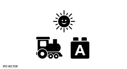 Black train locomotive engine icon. © nm