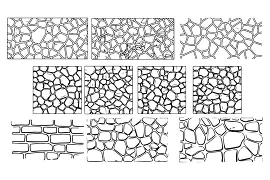 Stone Wall CAD Hatch Pattern Set for Landscape Architecture Masonry Texture and Construction Detail Symbols