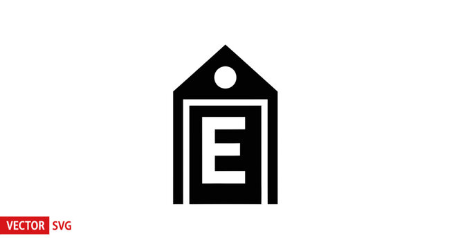 Black and white letter E tag.