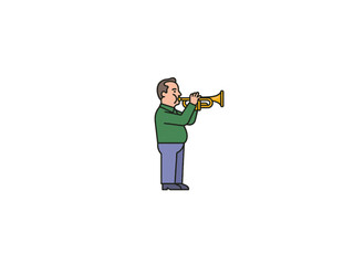 Trumpet player performing brass music instrument illustration © progoz