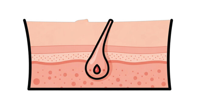 Skin cross section with hair follicle.