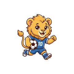 Fototapeta premium Lion Football Player Cartoon Illustration for Sports Design