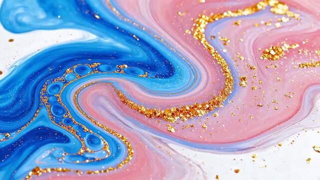 Abstract swirling paint with gold accents