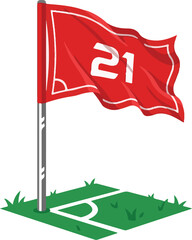 Football Corner Flag on Pole Professional Soccer Field Vector Illustration © Tanny