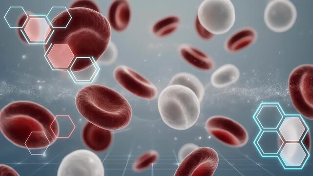 Red blood cell white blood cell digital bloodstream close up flowing medical science dynamic health healthcare technology dynamic
