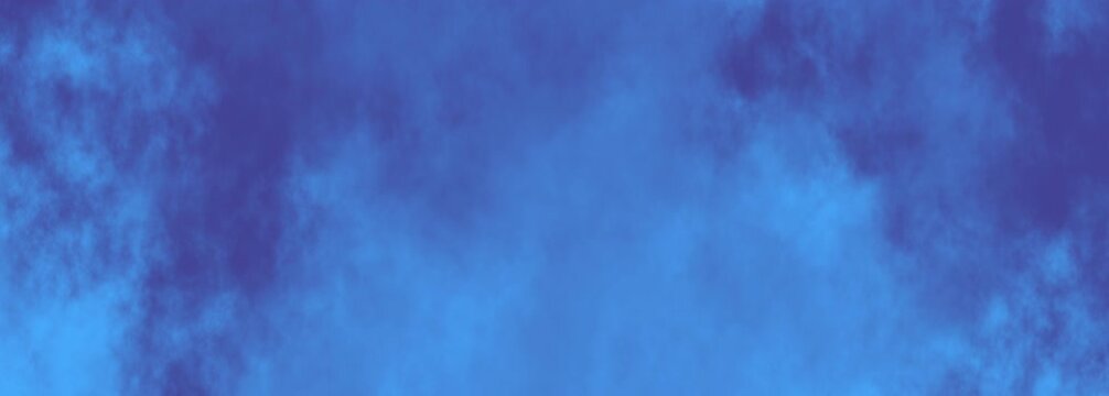 Vivid bright blue misty watercolor textured background abstract artistic wallpaper pattern design cloud.