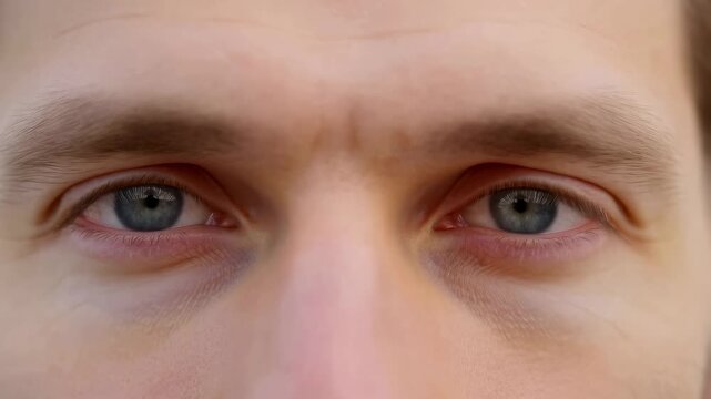 Close-up of a man's eyes transitioning from closed to open, showcasing emotions and expressions. A powerful representation of human connection and awareness