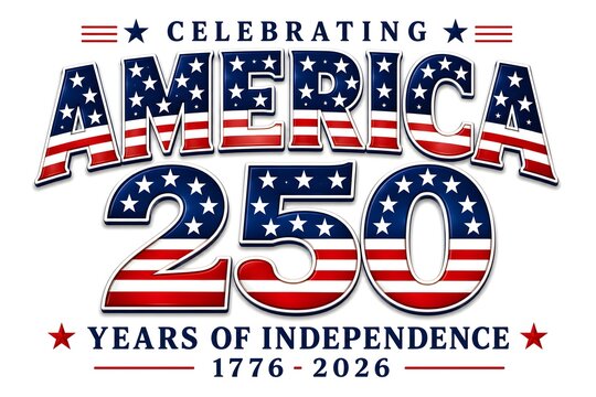 Celebrating america 250 years of independence with patriotic american flag design isolated on white background